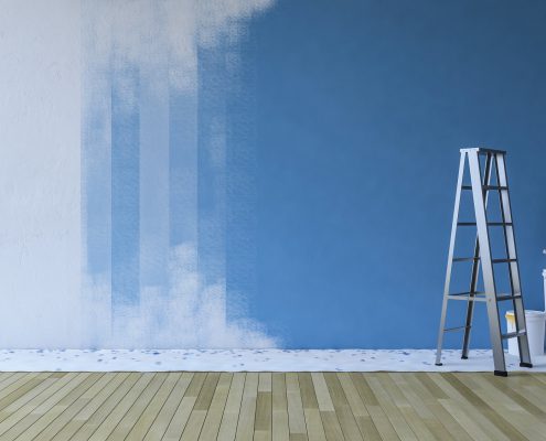 Painting the Wall Blue in an Empty Room